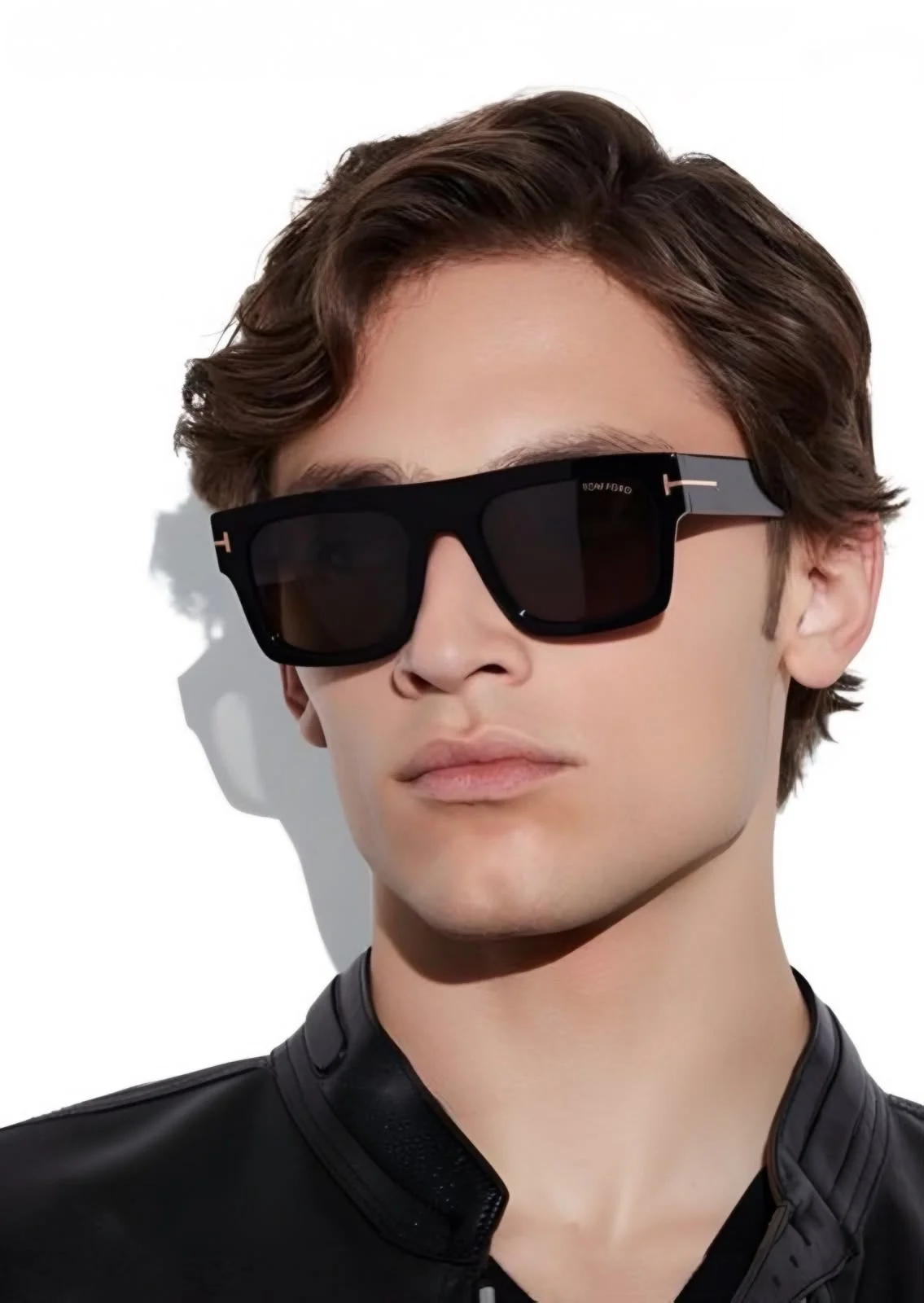 Model wearing Tom Ford luxury sunglasses